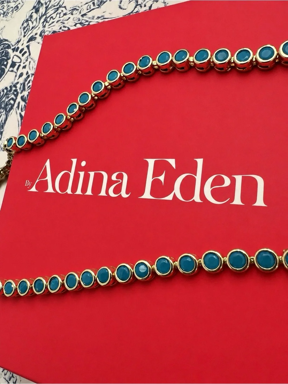 Revolve x Adina Eden Turquoise CZ Bezel Tennis Necklace